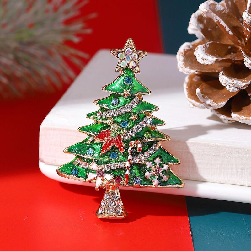 New Diamond-Encrusted Christmas Tree Brooch Women'S Ins Style Creative Design Colorful Christmas Pin Accessories Trendy - Image 5